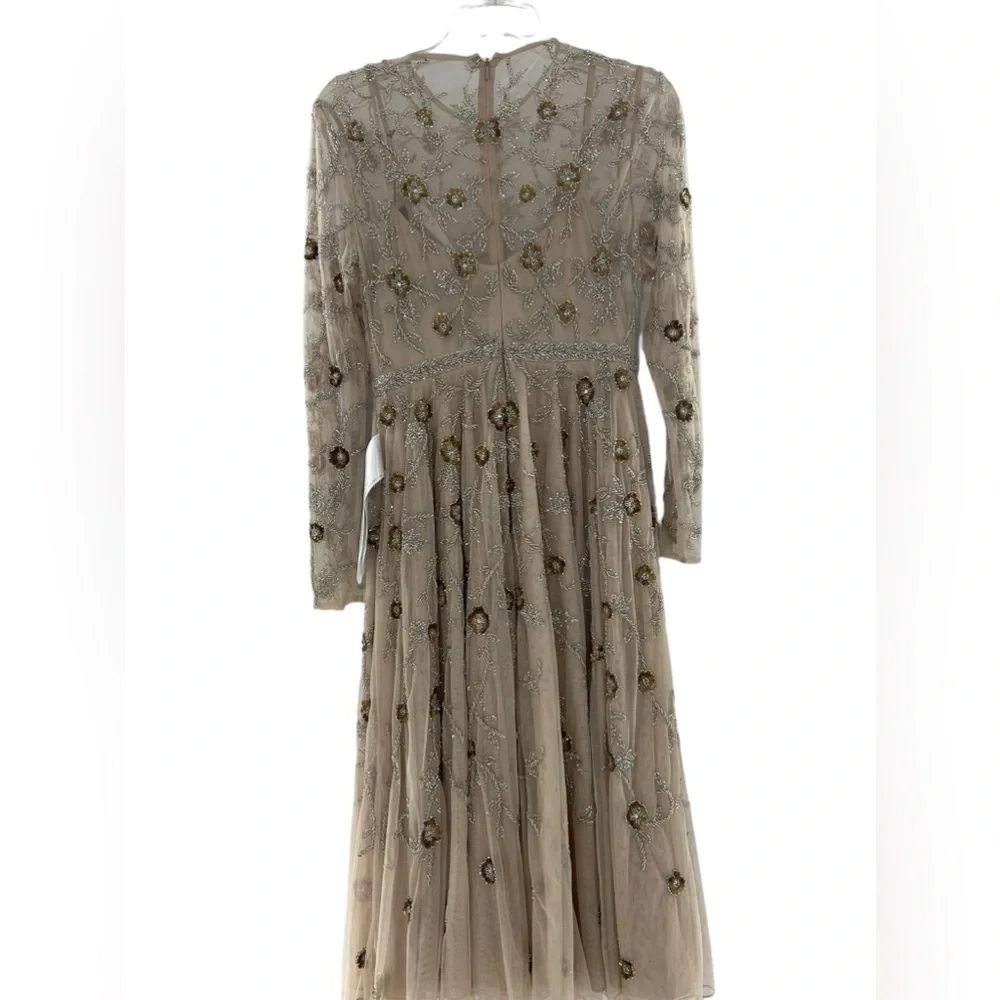NWT Mac Duggal Beaded Illusion High Neck Long Sleeve A Line Gown 6 - Picture 3 of 11